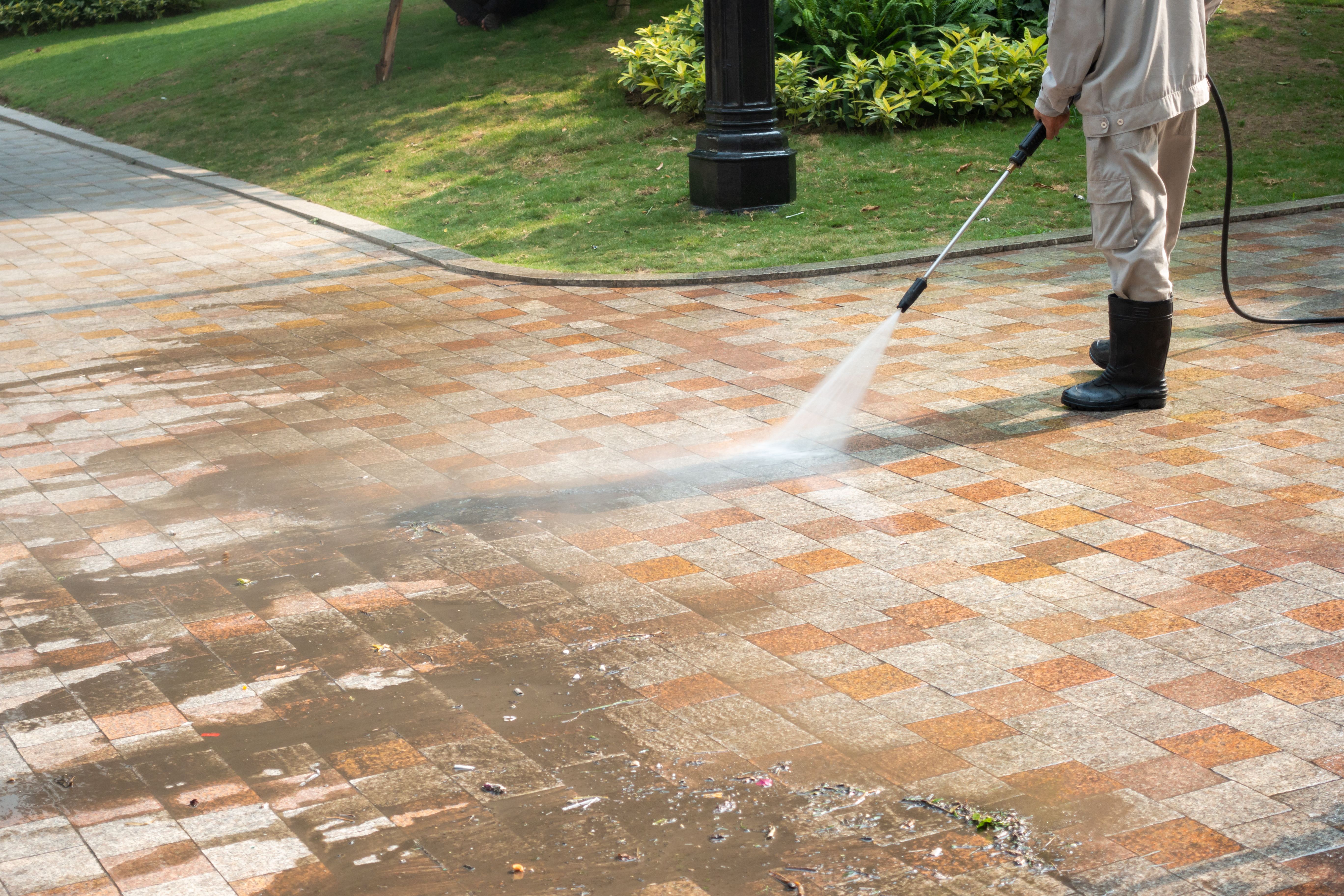 Estate limestone cleaning in progress